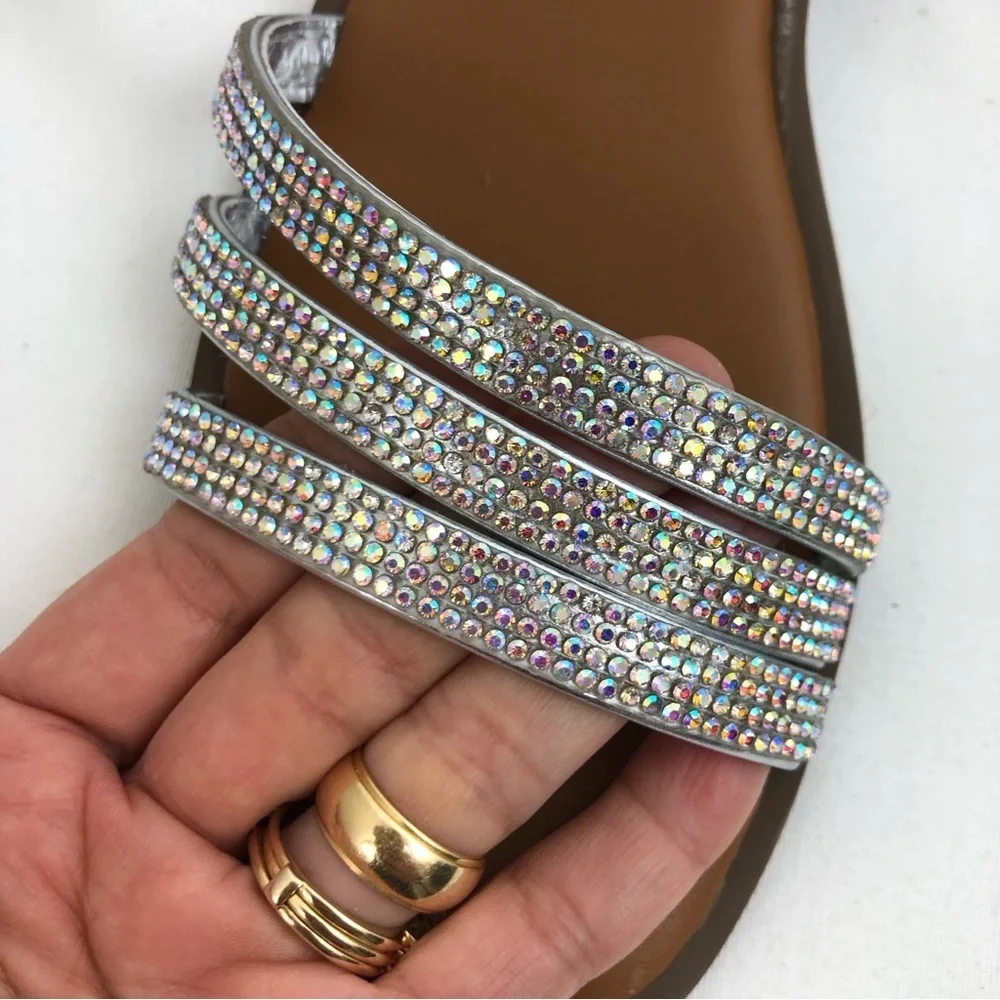 Steve Madden‎ JNAYYA-751 Silver Rhinestone Girls Sandals Size 3